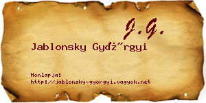 Jablonsky Györgyi névjegykártya